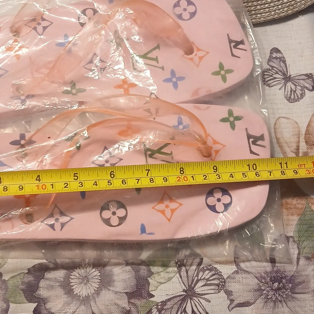 Pink Patterned Flip Flops - Picture 2 of 4